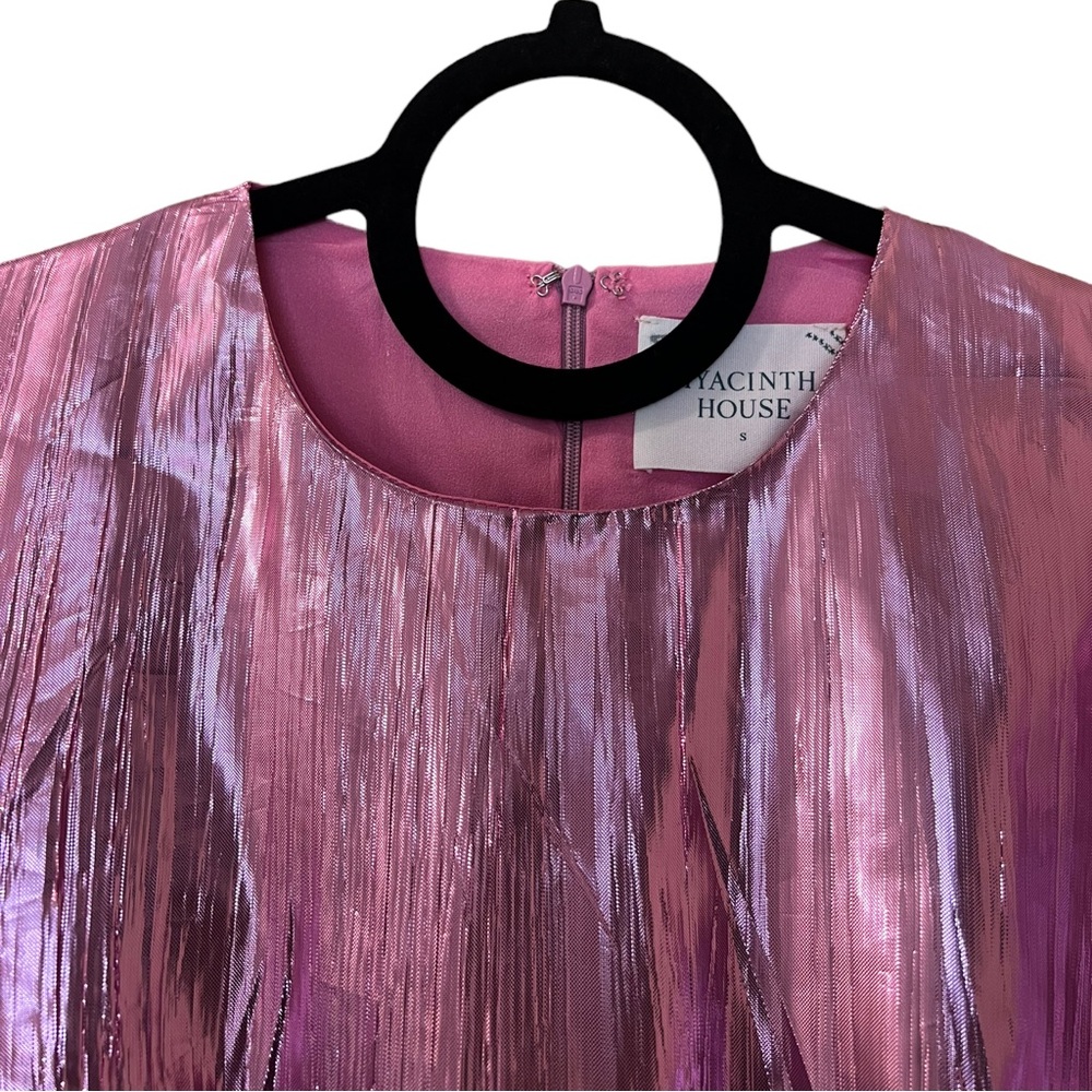Tuckernuck Hyacinth House Pink Metallic Plisse Eloise Midi Dress Sz S - Picture 10 of 15